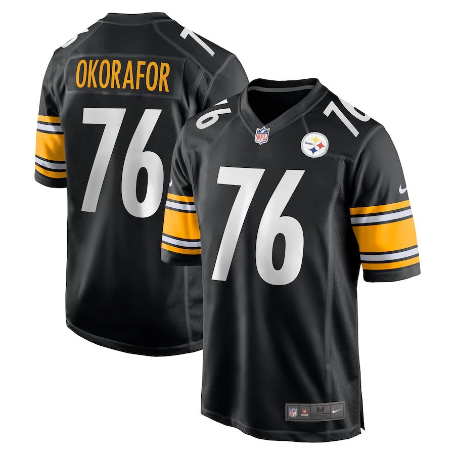 Men Pittsburgh Steelers #76 Chukwuma Okorafor Nike Black Game NFL Jersey->pittsburgh steelers->NFL Jersey